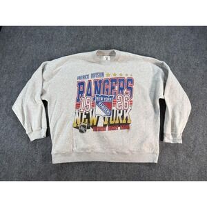 Vintage New York Rangers Sweatshirt Mens 2XL Gray NHL Hockey Crewneck Graphic